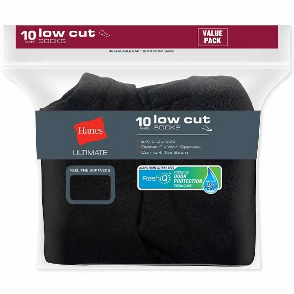 HANES Men’s Ultimate FreshIQ Low-Cut Socks, 10-Pack 3 HANES Men’s Ultimate FreshIQ Low-Cut Socks, 10-Pack