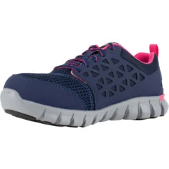 REEBOK WORK Women's Sublite Cushion Work Alloy Toe Athletic Oxford Sneakers, Navy/Pink -Fashion Clothing Store 2047777 402 alt3