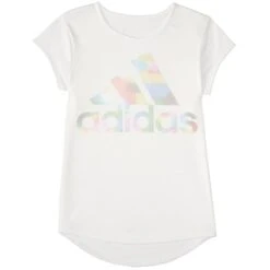 ADIDAS Girls' Climalite Rainbow Foil Short Sleeve Tee 12 ADIDAS Girls' Climalite Rainbow Foil Short Sleeve Tee -Fashion Clothing Store 2075114 101 alt2
