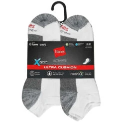 HANES Men's Ultra X-Temp Ultra Cushion Low Cut Socks, 6 Pack