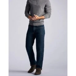 LEE Men's Relaxed Fit Flannel & Fleece Lined Straight Leg Jeans -Fashion Clothing Store 2076357 402 alt2