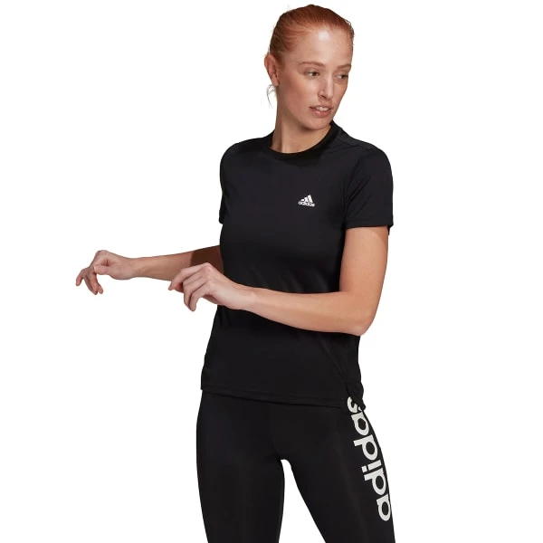 ADIDAS Women's Aeroready D2M 3-Stripe Short-Sleeve Tee 4 ADIDAS Women's Aeroready D2M 3-Stripe Short-Sleeve Tee - Image 2