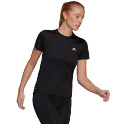ADIDAS Women's Aeroready D2M 3-Stripe Short-Sleeve Tee 11 ADIDAS Women's Aeroready D2M 3-Stripe Short-Sleeve Tee -Fashion Clothing Store 2078007 001 alt3