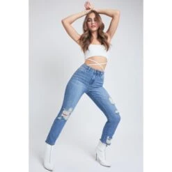 YMI Juniors' Dream Fit Mom Jeans 9 YMI Juniors' Dream Fit Mom Jeans -Fashion Clothing Store 2078153 403 alt3