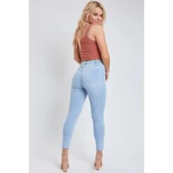YMI Juniors' Vintage Dream High-Rise Ankle Jean W/ Unfinished Hem -Fashion Clothing Store 2078154 406 alt2