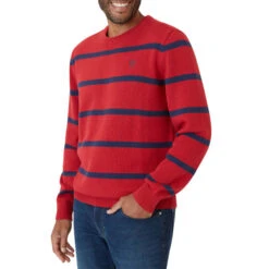 CHAPS Men's Original Crewneck Striped Sweater -Fashion Clothing Store 2081923 601 alt2