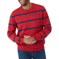 CHAPS Men's Original Crewneck Striped Sweater -Fashion Clothing Store 2081923 601 alt4