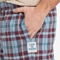 LIFE IS GOOD Men's Smoky Blue Plaid Classic Sleep Pants -Fashion Clothing Store 2082630 401 alt3