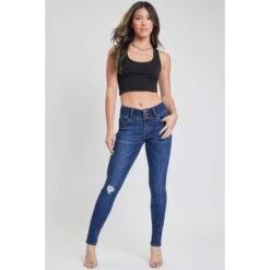 YMI Juniors' WannaBettaButt Mid Rise 3-Button Skinny Jean 11 YMI Juniors' WannaBettaButt Mid Rise 3-Button Skinny Jean -Fashion Clothing Store 2083003 403 alt4
