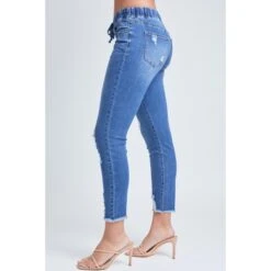 YMI Juniors' High-Rise Denim Ankle Jogger -Fashion Clothing Store 2083004 405 alt2