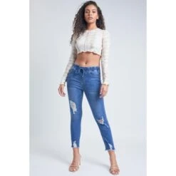 YMI Juniors' High-Rise Denim Ankle Jogger -Fashion Clothing Store 2083004 405 alt3