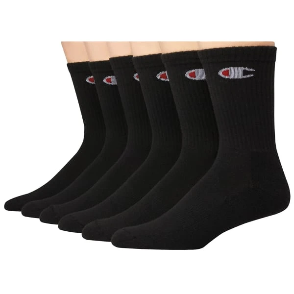 CHAMPION Men's Crew Socks Extended Sizes, 6 Pack 3 CHAMPION Men's Crew Socks Extended Sizes, 6 Pack
