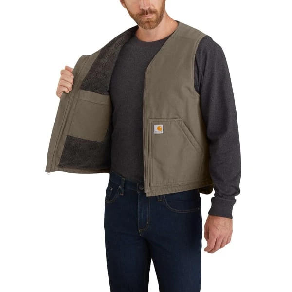CARHARTT Men's 104394 Relaxed Fit Washed Duck Sherpa-Lined Vest 6 CARHARTT Men's 104394 Relaxed Fit Washed Duck Sherpa-Lined Vest - Image 4