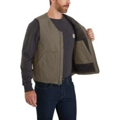 CARHARTT Men's 104394 Relaxed Fit Washed Duck Sherpa-Lined Vest 11 CARHARTT Men's 104394 Relaxed Fit Washed Duck Sherpa-Lined Vest -Fashion Clothing Store 2087199 315 alt4