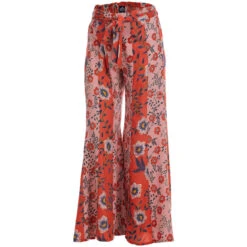 ANGIE Juniors' Floral Print Tie Waist Wide Leg Pants