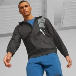 PUMA Men's Hooded Graphic Windbreaker -Fashion Clothing Store 2089488 001 alt2
